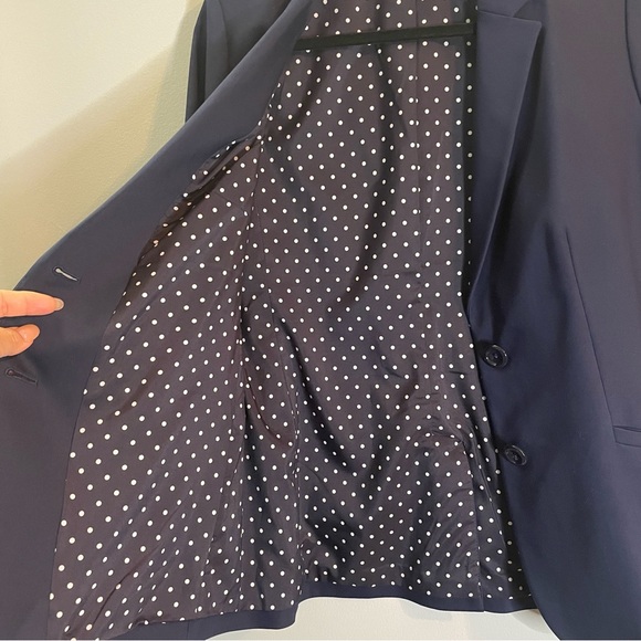 CHICO’S Women’s Navy Blue Blazer Jacket Polka Dot Lining SZ/1 - Picture 7 of 7